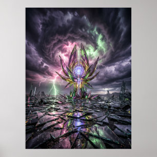 Shattered Glass Storm Landscape Poster