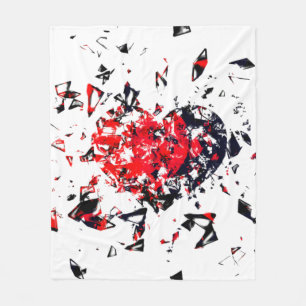 Shattered Heart Version 2 Red and Black Fleece Blanket