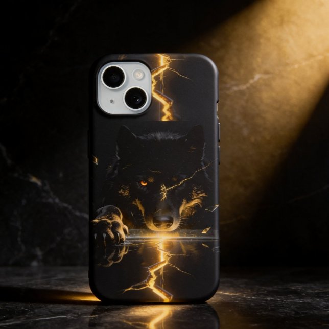 Shattered Lightning Wolf Mystical Dark Fantasy  iPhone 15 Case (Creator Uploaded)