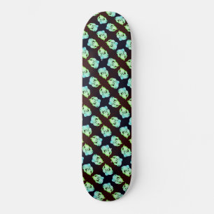 Shattered marble abstract modern art white green  skateboard