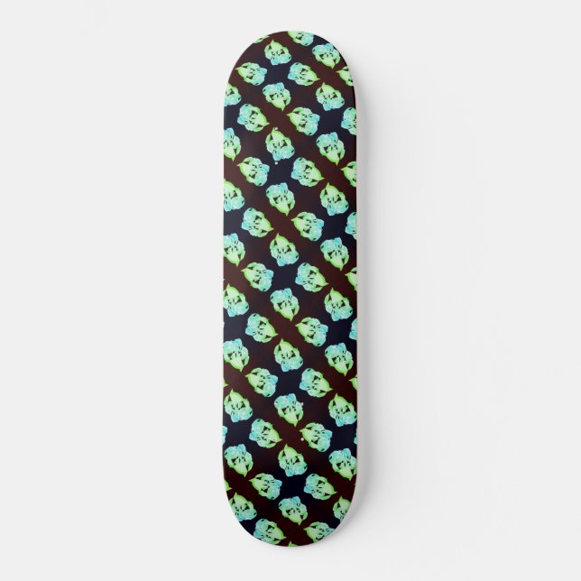 Shattered marble abstract modern art white green  skateboard (Front)