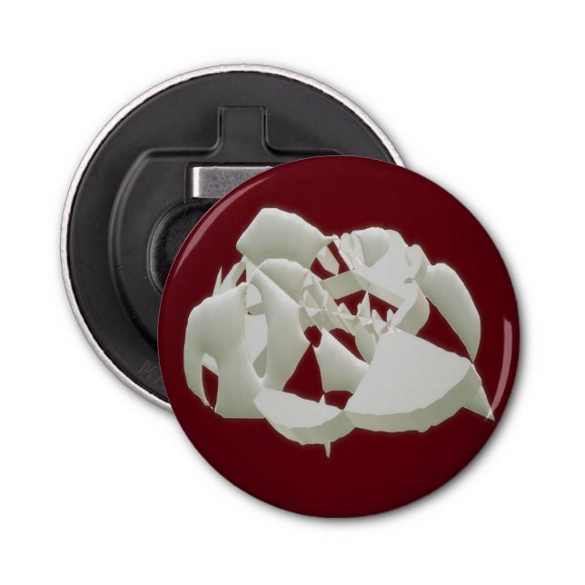 Shattered marble abstract modern art white plum    bottle opener (Front)