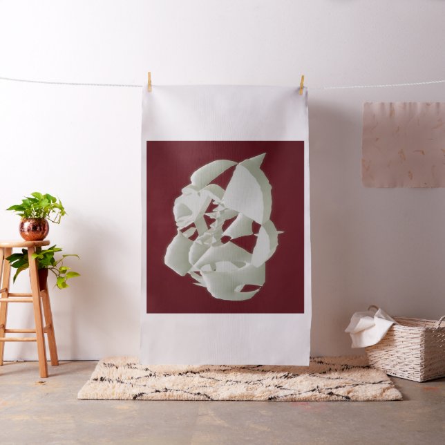 Shattered marble abstract modern art white plum    fabric (In Situ)