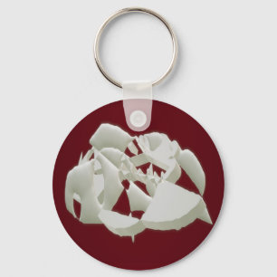 Shattered marble abstract modern art white plum key ring