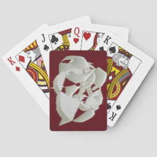 Shattered marble abstract modern art white plum    playing cards
