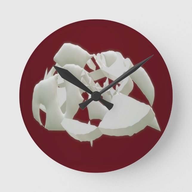Shattered marble abstract modern art white plum    round clock (Front)