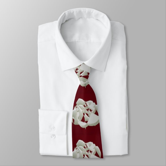 Shattered marble abstract modern art white plum    tie (Tied)