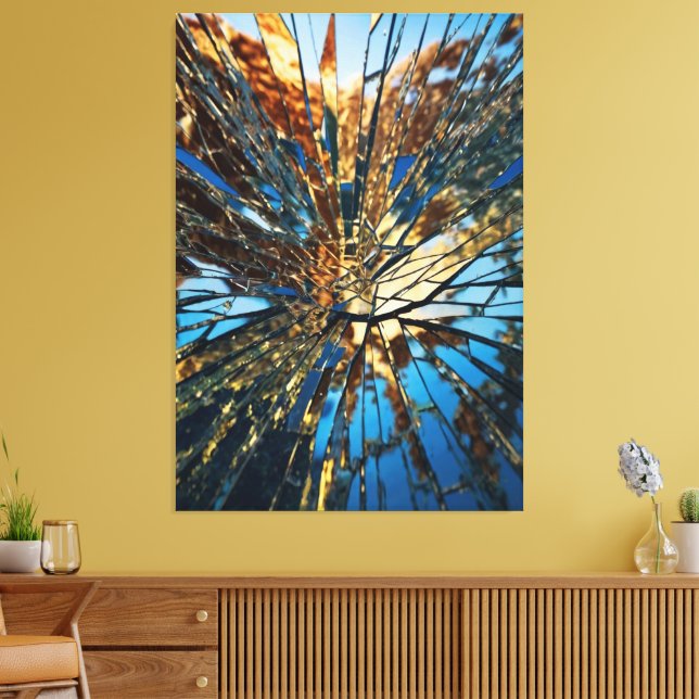Shattered Mirror Canvas – Surreal Abstract Dreamsc Print (Insitu(LivingRoom))