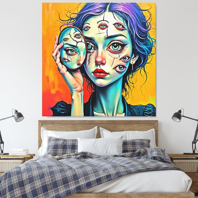 Shattered Self Reflection Art Canvas Print (Insitu(Bedroom))