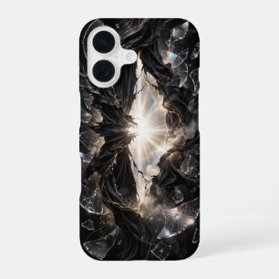 Shattered Veil of Light - Black Gold Luxur iPhone 16 Case