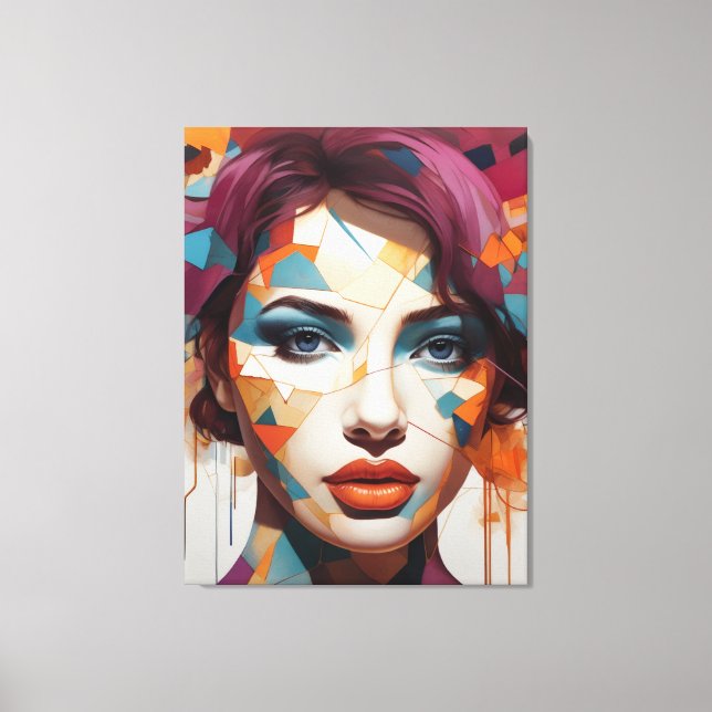 Shattered Visions: Abstract Femme Portrait Canvas Print (Front)