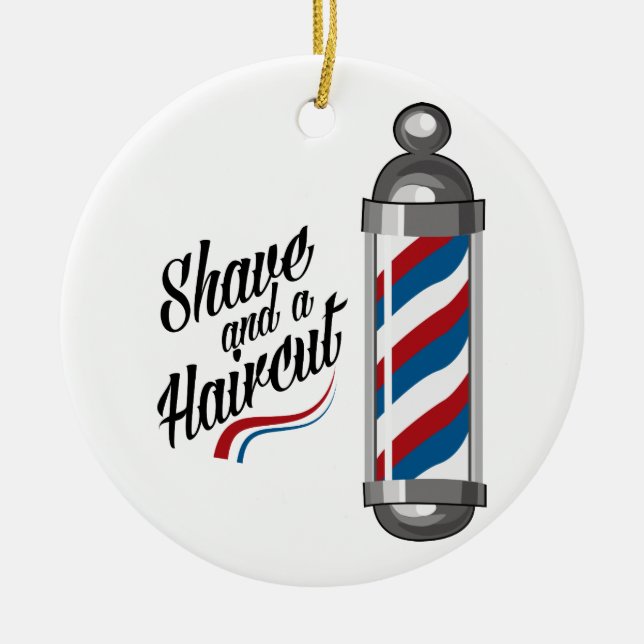 Shave and Haircut Ceramic Tree Decoration (Front)