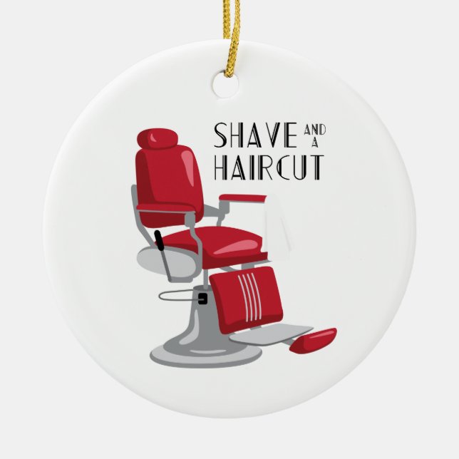 Shave & Haircut Ceramic Tree Decoration (Front)