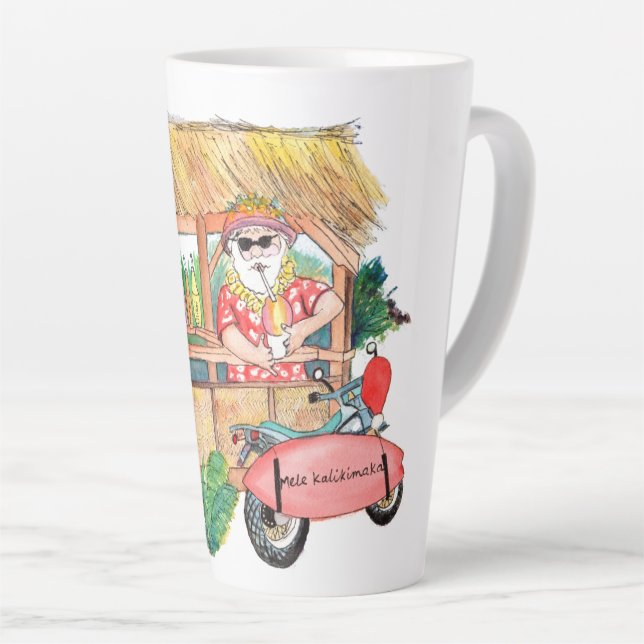 Shave Ice Beach Santa Latte Mug (Right Angle)