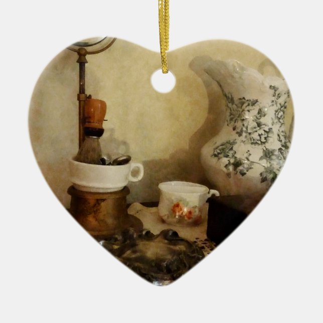 Shaving Brush Mug and Mirror Ceramic Tree Decoration (Front)