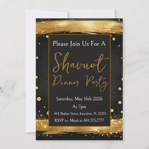 Shavuot Dinner Party Gold Black Luxury Modern Invitation