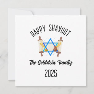 Shavuot Jewish Holiday Personalised Family Name Card