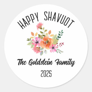 Shavuot Jewish Holiday Personalised Family Name Classic Round Sticker