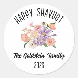 Shavuot Jewish Holiday Personalised Family Name Classic Round Sticker