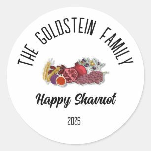 Shavuot Jewish Holiday Personalised Family Name Classic Round Sticker