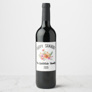 Shavuot Jewish Holiday Personalised Family Name Wine Label