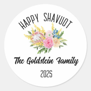 Shavuot Jewish Holiday Personalized Family Name Classic Round Sticker