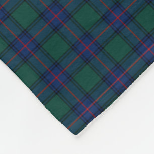 Shaw Clan Royal Blue and Green Tartan Fleece Blanket