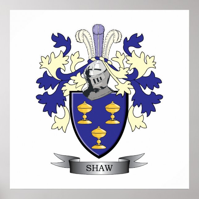 Shaw Family Crest Coat of Arms Poster (Front)