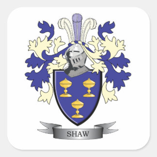 Shaw Family Crest Coat of Arms Square Sticker