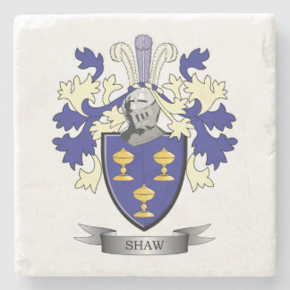 Shaw Family Crest Coat of Arms Stone Coaster