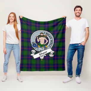Shaw Of Sauchie Modern Clan Badge Tartan Plaid Fleece Blanket