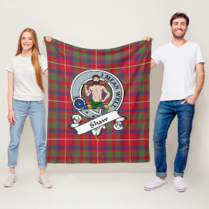 Shaw Of Sauchie Red Modern Clan Badge Tartan Plaid Fleece Blanket