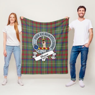 Shaw Of Tordarroch Green Modern Clan Badge Tartan Fleece Blanket