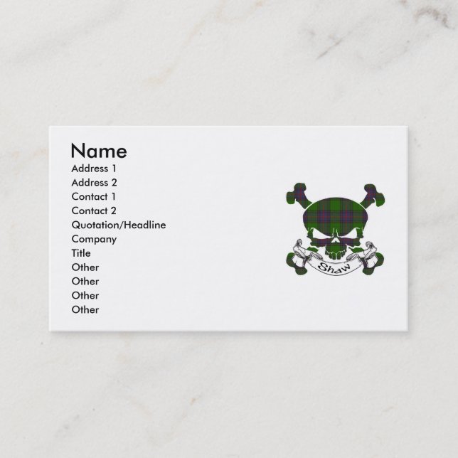 Shaw Tartan Skull Business Card (Front)