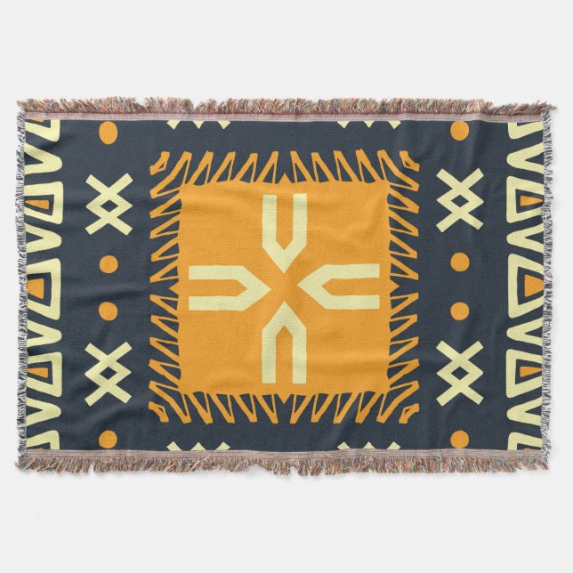 Shawl Design: Indian Batik Square. Throw Blanket (Front)