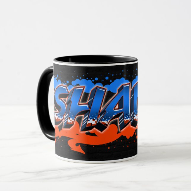 Shawn First Name Name Graffiti blue orange Mug (Front Left)