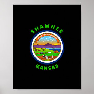 Shawnee Kansas Ks Flag Dge Roundlet Souvenir Poster
