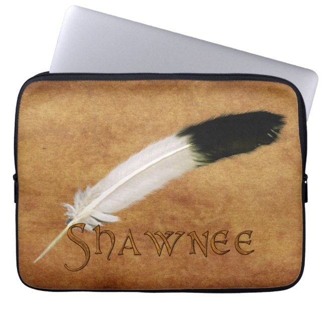 SHAWNEE Native American Feather Laptop Sleeve (Front)
