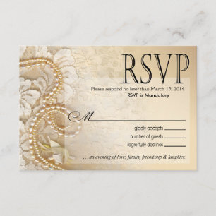 Shayla Pearls and Lace RSVP-1   eggshell RSVP Card