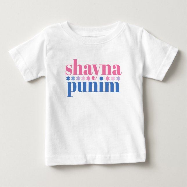 Shayna Punim Jewish Pink Blue Cute Slogan Baby T-Shirt (Front)