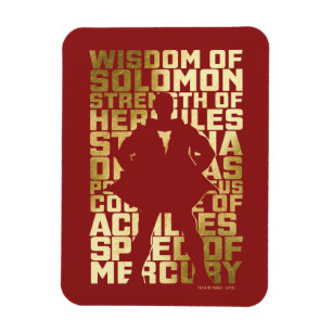 SHAZAM! Abilities Golden Typography Graphic Magnet