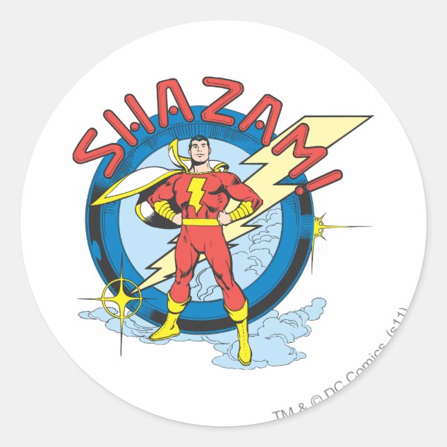 Shazam Classic Round Sticker (Front)