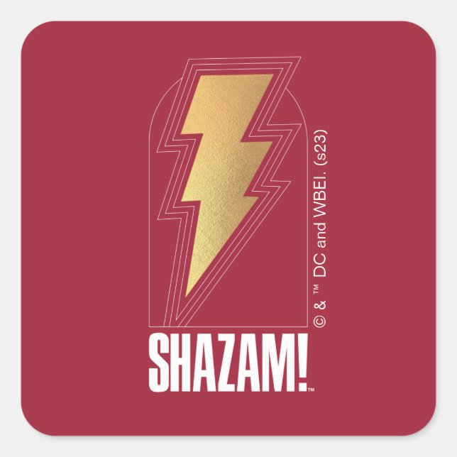 SHAZAM! Fury of the Gods | Lightning Bolt Badge Square Sticker (Front)