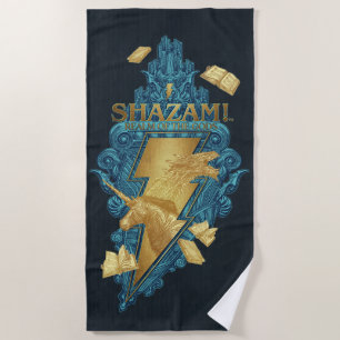 SHAZAM! Fury of the Gods Realm of the Gods Logo Beach Towel