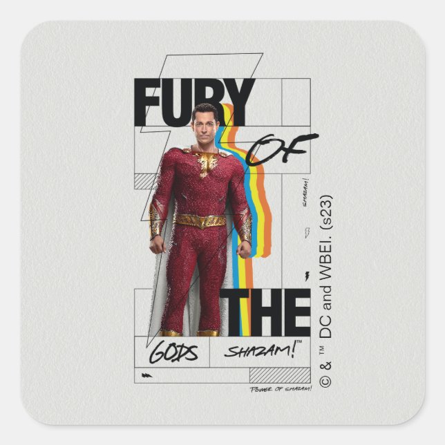SHAZAM! Fury of the Gods | Retro Album Style Art Square Sticker (Front)