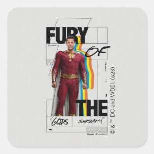 SHAZAM! Fury of the Gods   Retro Album Style Art Square Sticker