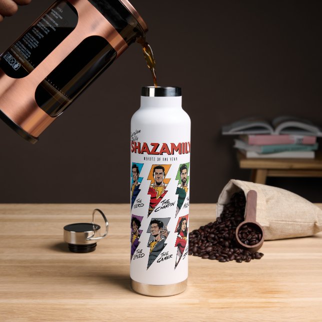 SHAZAM! Fury of the Gods | SHAZAMily Comic Bolts Water Bottle (Coffee)