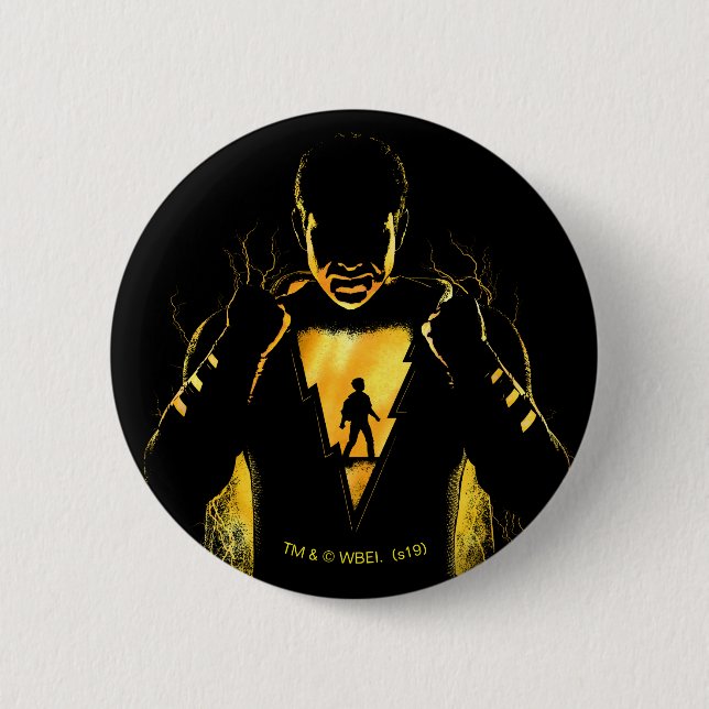 SHAZAM! | Shazam and Billy Lightning Silhouette 6 Cm Round Badge (Front)