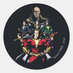 SHAZAM! Shazam Family Vs. Dr. Sivana Classic Round Sticker