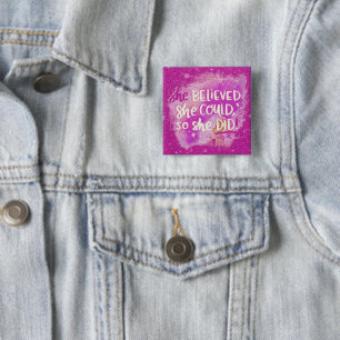 She believed 15 cm square badge